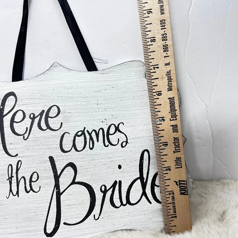 Studio His and‎ Hers Here Comes The Bride Wedding Decorative Wood Plaque Sign